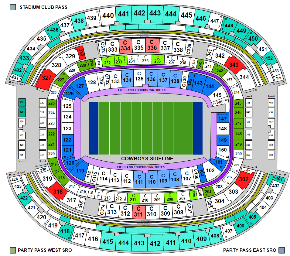 AT&T Stadium Seat Map